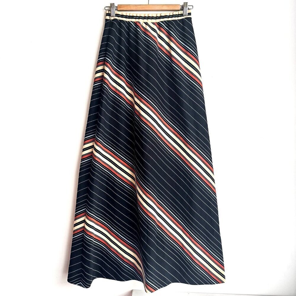 Vintage 70s A line Striped Maxi Skirt S